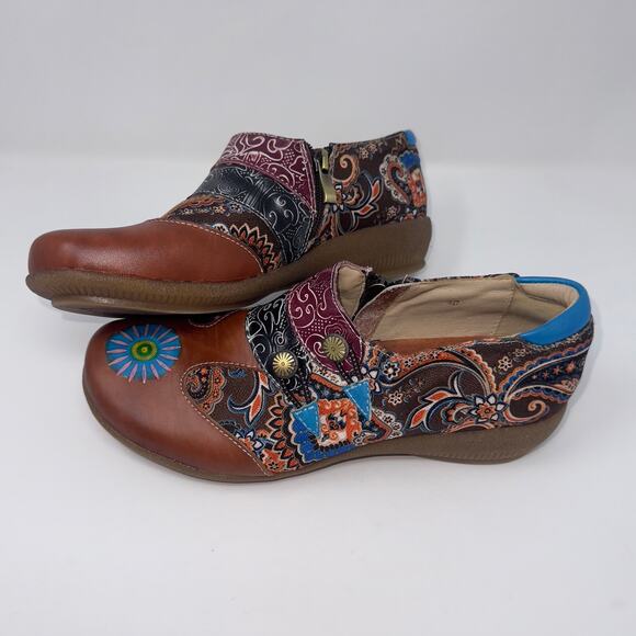 SOCOFY Folkways Retro Pattern Flat Shoes Womens size 8.5 - Picture 1 of 8